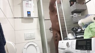 Nudist Vlog: Taking a shower and playing with a tattooed dick