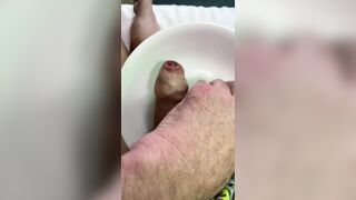 uncut playing with coffee beans in my uncut dick for a guy in Italy