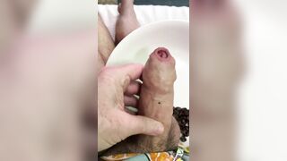 uncut playing with coffee beans in my uncut dick for a guy in Italy