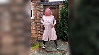 Sexy crossdresser in satin dress