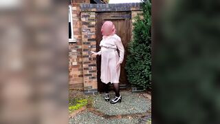 Sexy crossdresser in satin dress