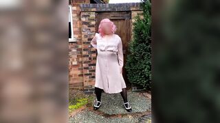 Sexy crossdresser in satin dress