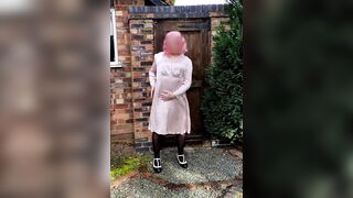 Sexy crossdresser in satin dress