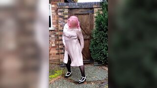 Sexy crossdresser in satin dress