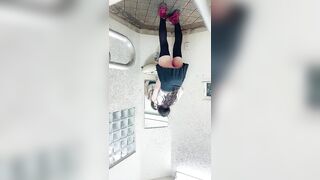 Japanese Ladyboy Standing Masturbation (Public Toilet)