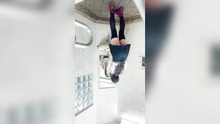 Japanese Ladyboy Standing Masturbation (Public Toilet)