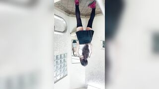 Japanese Ladyboy Standing Masturbation (Public Toilet)