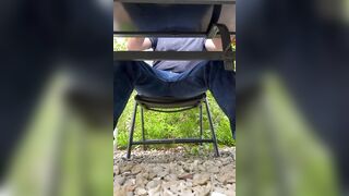 Cumshot under the table - Hope no one noticed what I was doing !