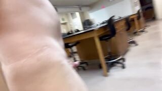 Walking Naked in University Classroom and Biology Lab and Cum on Desk