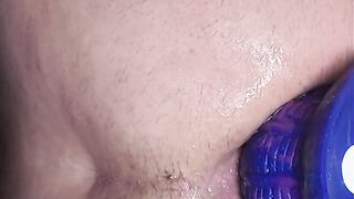 husband riding sex toy and showing gaping ass while wife is away, she loves to find these videos