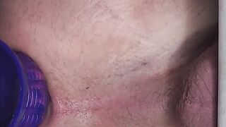 husband riding sex toy and showing gaping ass while wife is away, she loves to find these videos