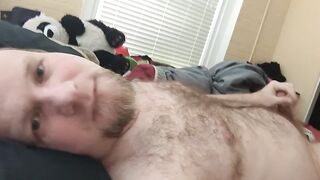 Hairy White Bear Cub Jerks Off Until He Cums (Gay in the 757)