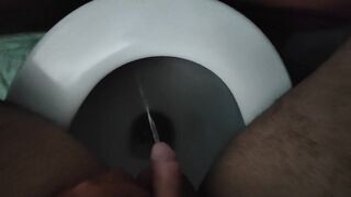 Sweet pee. Peeing sitting on friends toilet. Fetish hot guy wearing tanga.