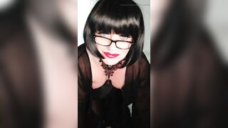 Trans mistress cums in stockings