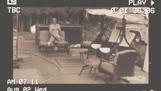 Old vhs video dad in backyard