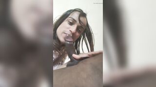 Shemale sucking deep inside deep throat big hard long dick in mouth cum in mouth cum in body