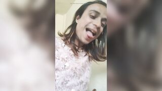 Shemale sucking deep inside deep throat big hard long dick in mouth cum in mouth cum in body