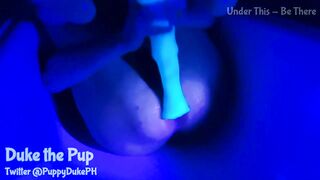 Duke the Pup's blacklight experiment!