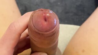 Sloppy foreskin fingering with lots of sticky precum