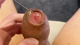 Sloppy foreskin fingering with lots of sticky precum