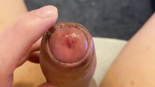 Sloppy foreskin fingering with lots of sticky precum