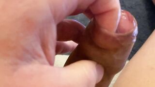 Sloppy foreskin fingering with lots of sticky precum