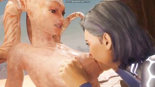 Alien sucks tits