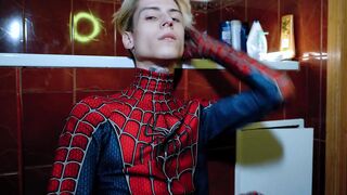 Archi Stewart became Spider-Man | Handjob games in the bathroom