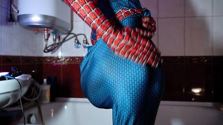 Archi Stewart became Spider-Man | Handjob games in the bathroom