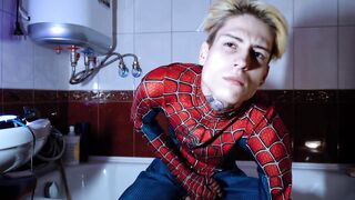 Archi Stewart became Spider-Man | Handjob games in the bathroom