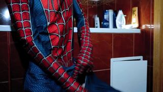 Archi Stewart became Spider-Man | Handjob games in the bathroom