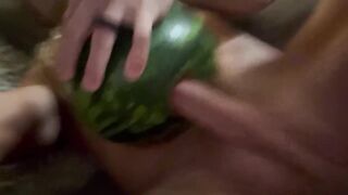 Long Hair Hunk Fucks Watermelon