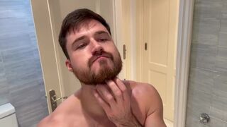 Stepdad shaving - burping - bulge play - Bloated belly