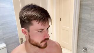 Stepdad shaving - burping - bulge play - Bloated belly