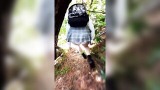 Sissy caught walking in the forest