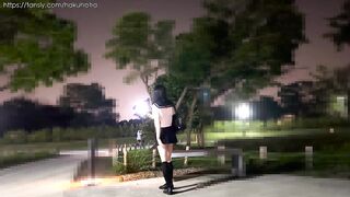 Hakumi wear school uniform sailor insert dildo in public!