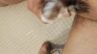 The little dick gradually grows in size through slimy handjob masturbation.