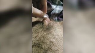 Puppy boy uses ice on their big clit