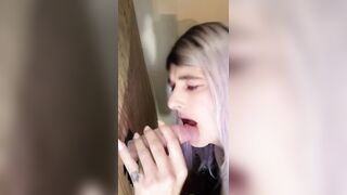 Femboy sucks & fucks bateback gloryhole cock