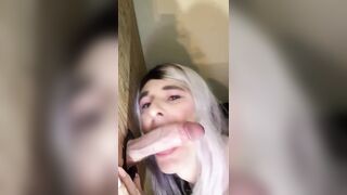 Femboy sucks & fucks bateback gloryhole cock