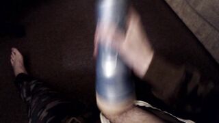 British Lad Slips cock into fleshlight for some fun