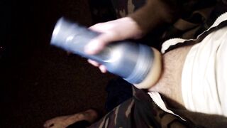 British Lad Slips cock into fleshlight for some fun