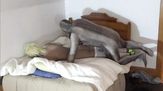 crocodile print zentai fucks shirtless jock in jeans