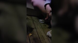 desperate trans girl pees outside after holding it for hours