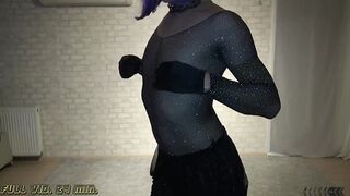 sexy dress, fishnet stocking,highheels and cum..