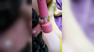 Pathetic sissy using vibrator to pleasure herself