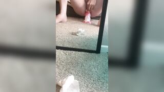 Sissy riding her dragon dildo and cumming