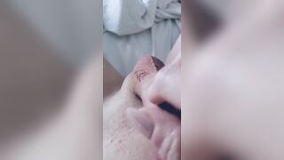 Cute Tgirl Using Her Long Nails to Tease Her Shaved Cock