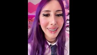 trans schoolgirl with braces gets her throat used by a fat cock - w0llip wollip