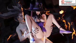 DEMON FUTANARI FUCK CUTE GIRL ON HALLOWEEN PARTY - DIABLO 4 HENTAI 3D ANIMATED 60FPS